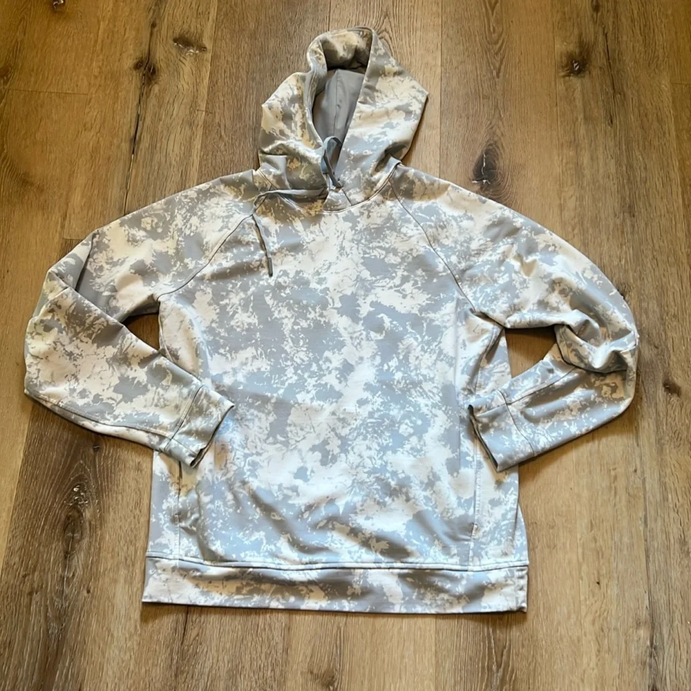 Men's Lululemon Gray and Cream Tie-Dye Hoodie Size Medium